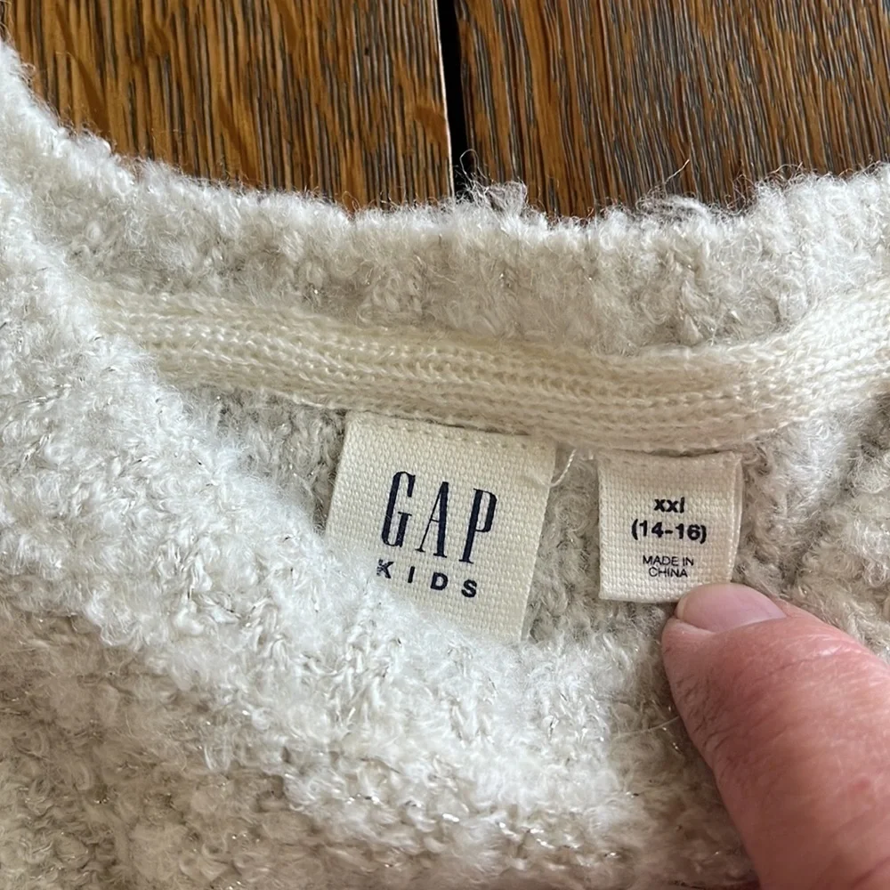 NWT Gap kids size XXL 14–16 cocoon pullover Ivory frost crewneck rounded bottom